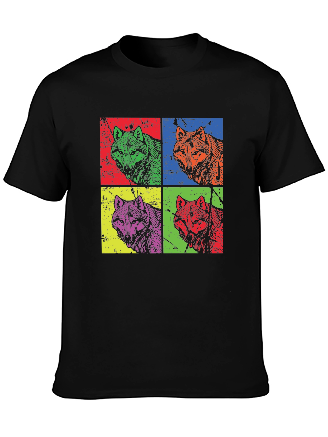 Pop Art Wolf Graphic T-Shirt - Bold Animal Print