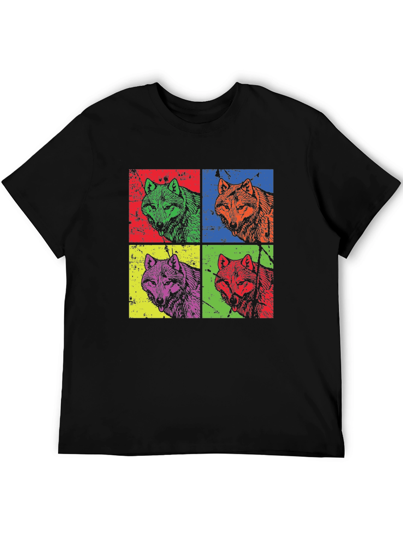 Pop Art Wolf Graphic T-Shirt - Bold Animal Print