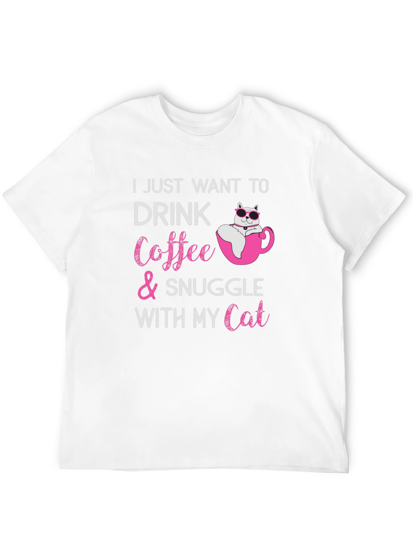 Cat & Coffee Snuggle Black T-Shirt