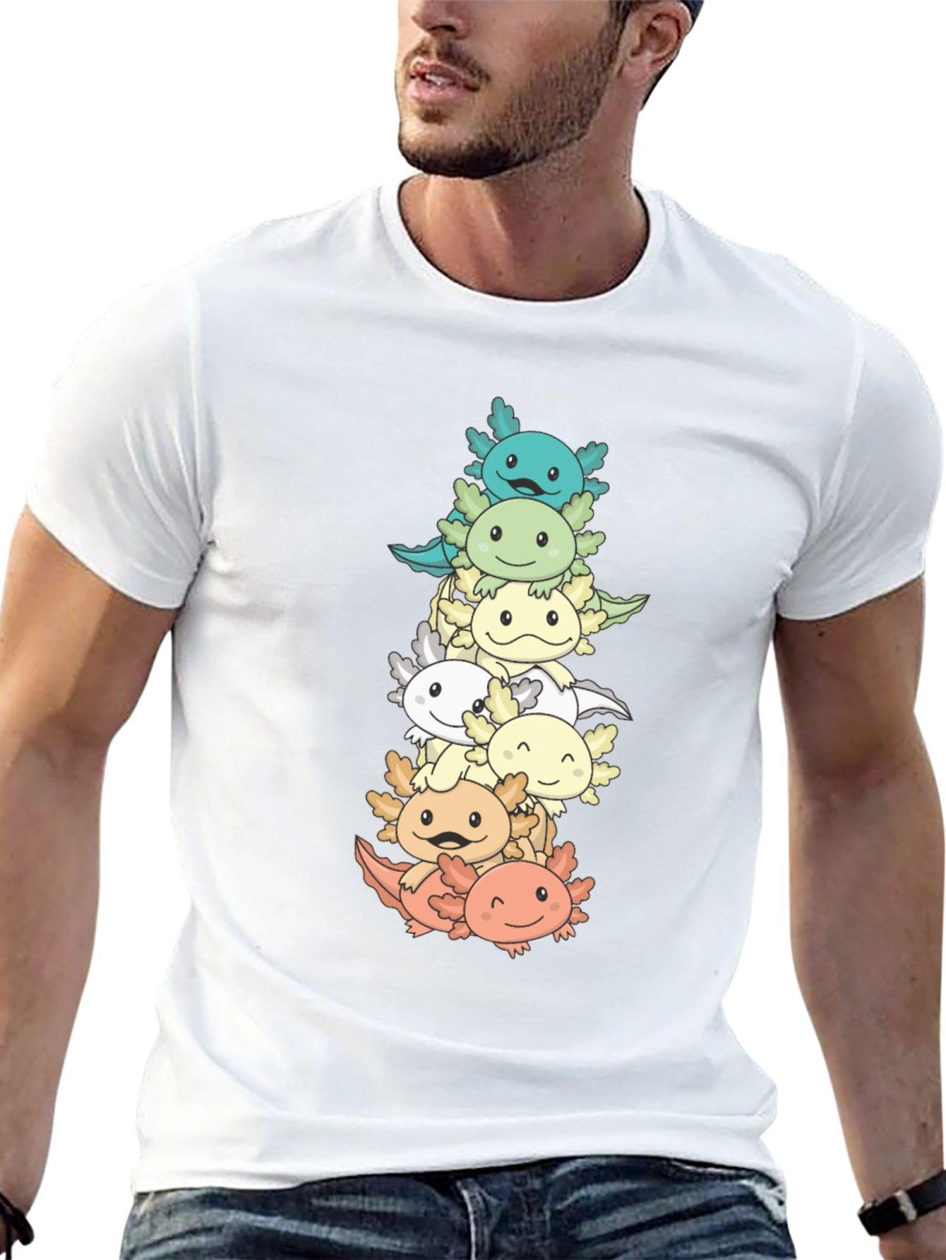 Axolotl Stack T-Shirt - Cute Amphibian Tee