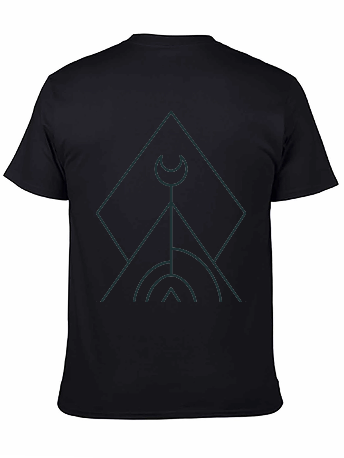 Geometric Graphic Print Black T-Shirt