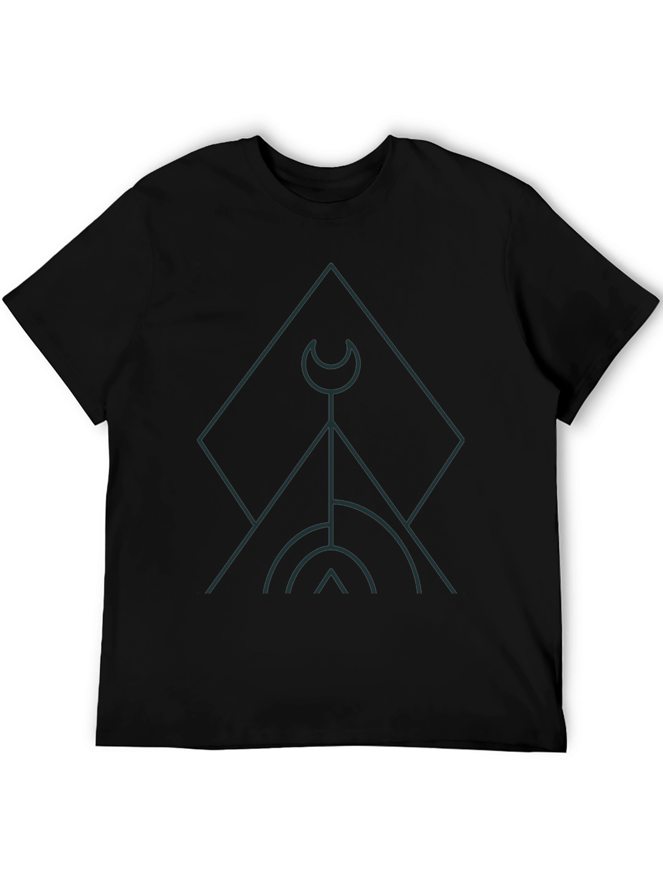Geometric Graphic Print Black T-Shirt