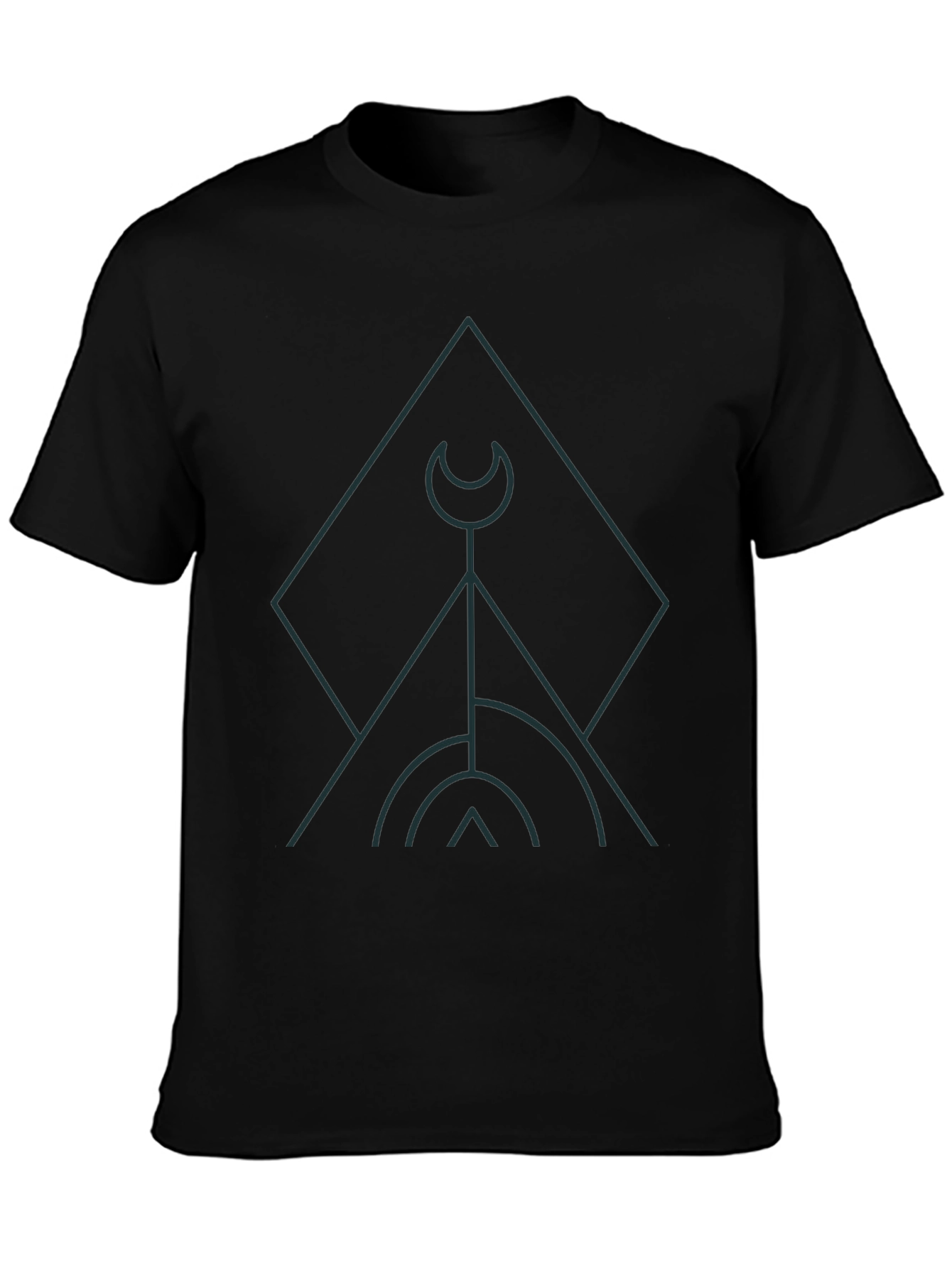Geometric Graphic Print Black T-Shirt
