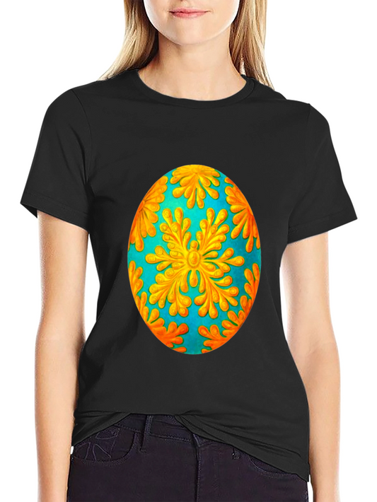 Floral Easter Egg Graphic Tee - Black