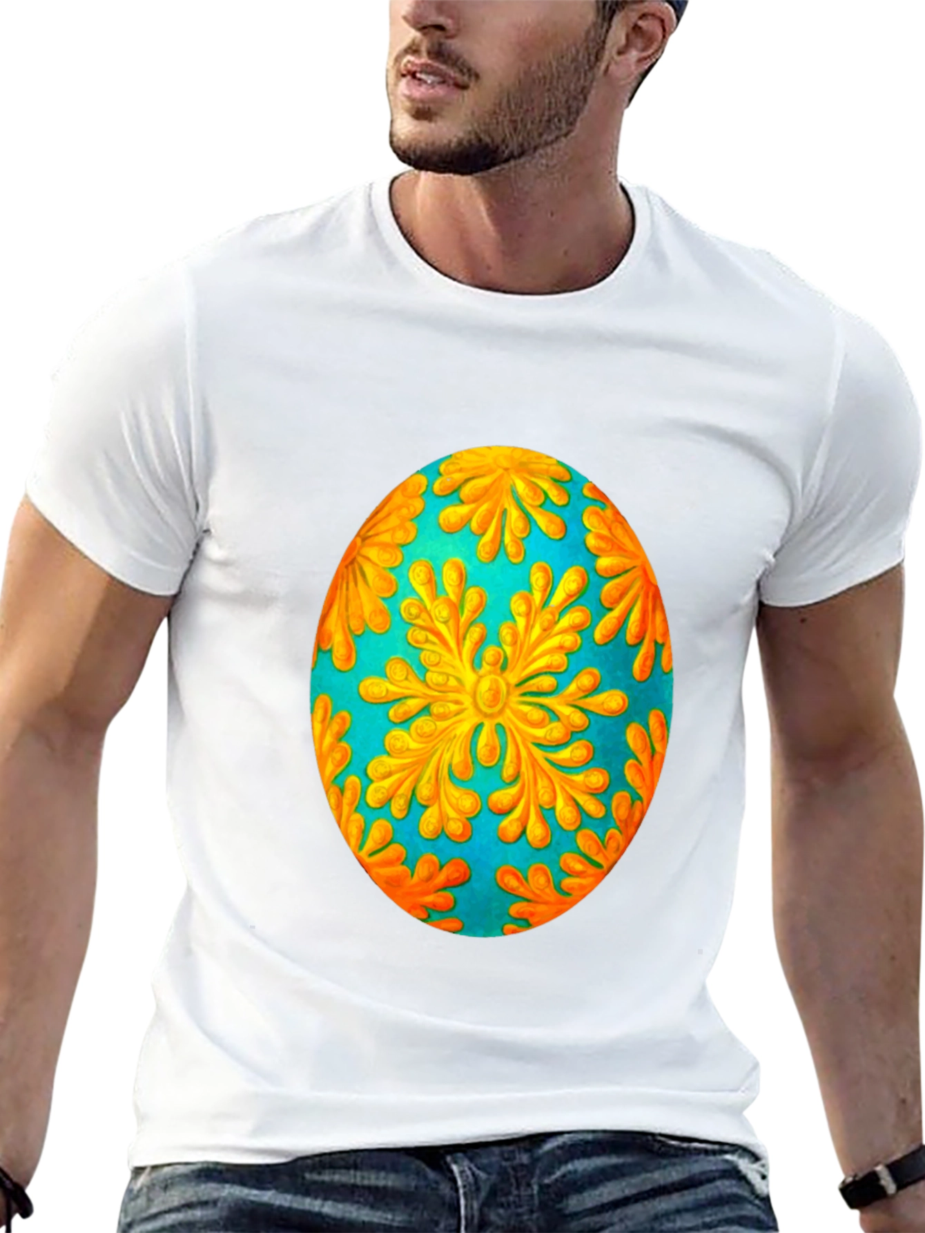 Floral Easter Egg Graphic Tee - Black
