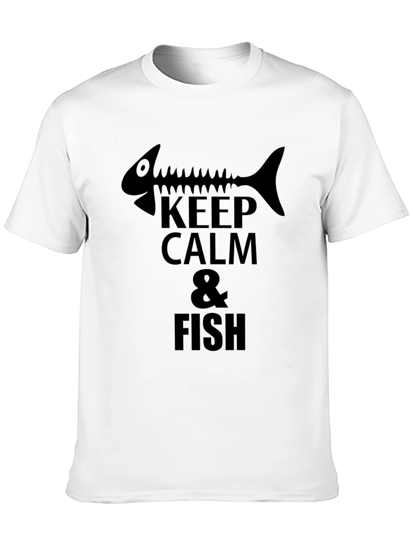Keep Calm & Fish T-Shirt Black Cotton
