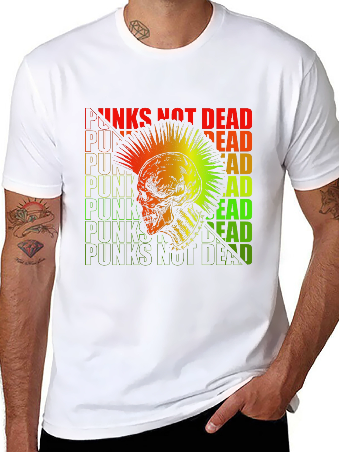 Punk Rock Skull Graphic Tee - Punks Not Dead