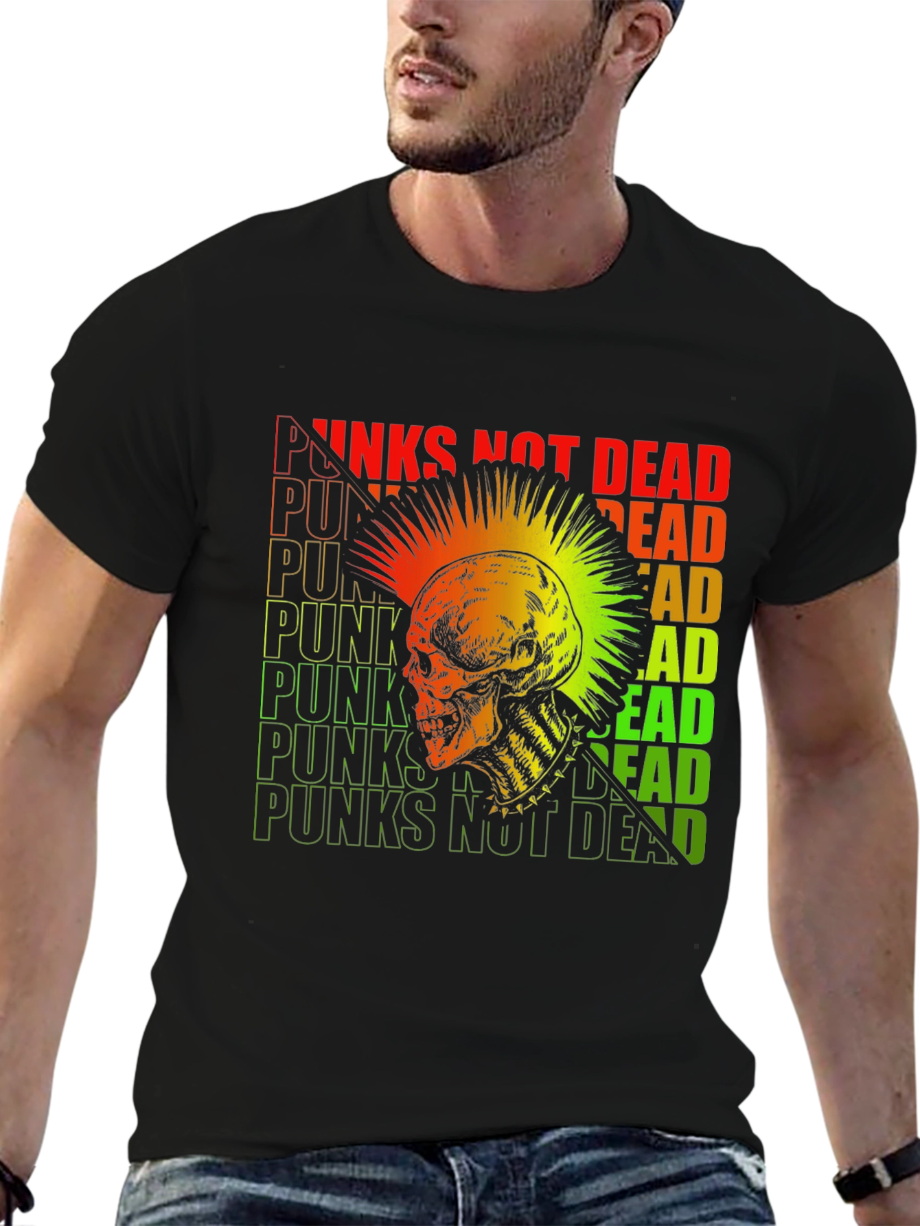 Punk Rock Skull Graphic Tee - Punks Not Dead