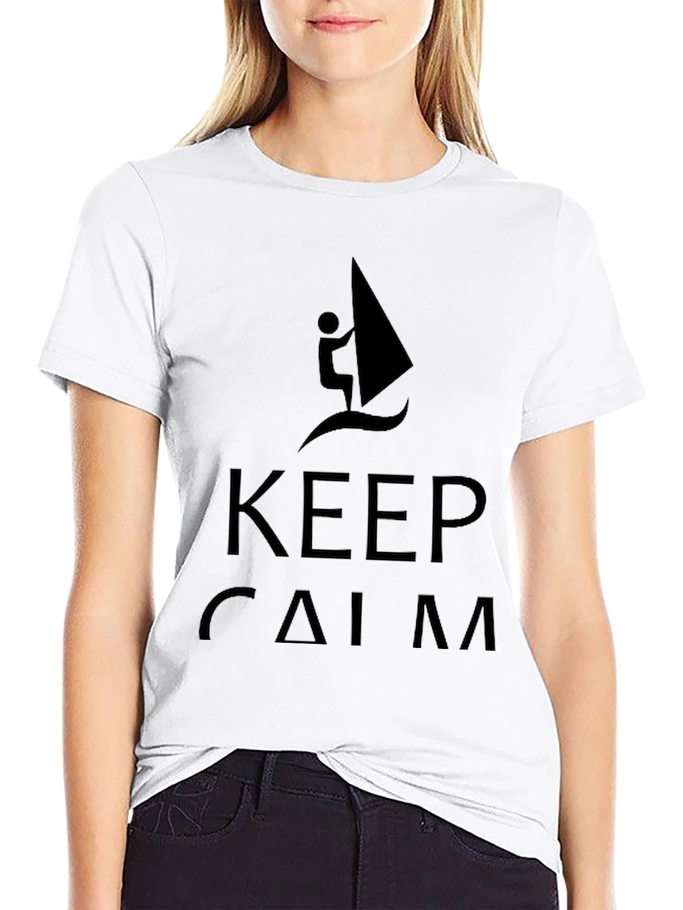 Keep Calm Windsurfing Black T-Shirt