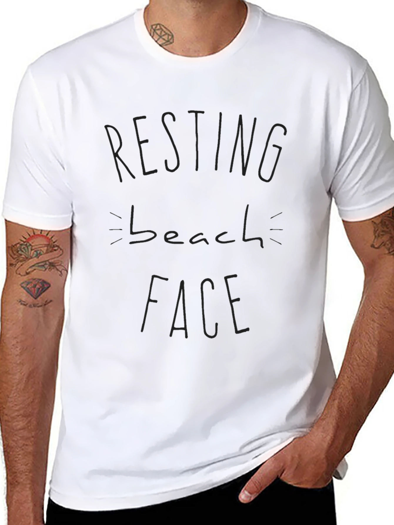Resting Beach Face Black T-Shirt