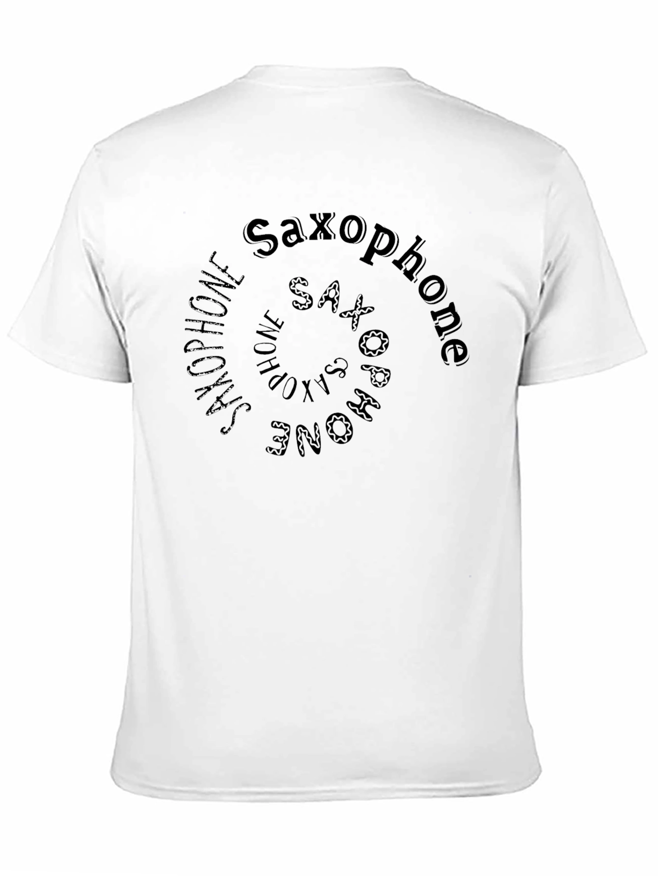 Saxophone Spiral Graphic Print Black T-Shirt