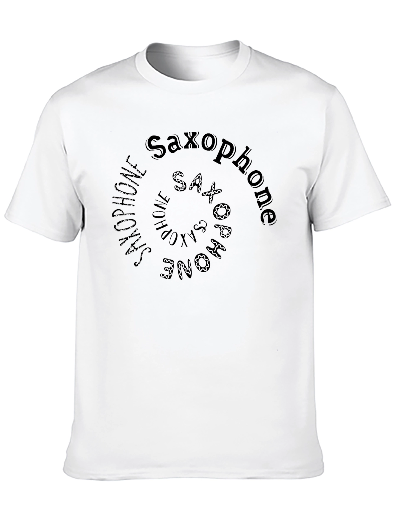 Saxophone Spiral Graphic Print Black T-Shirt