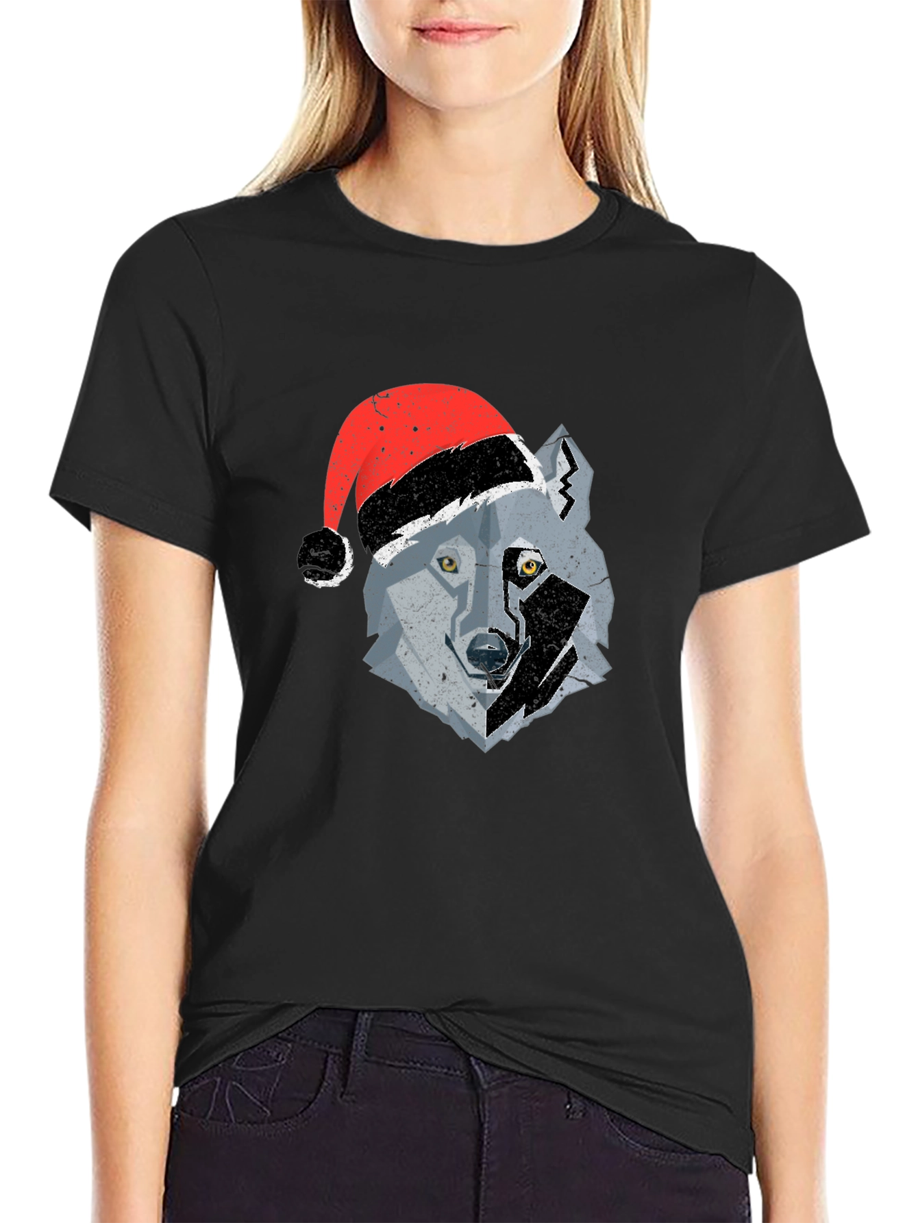 Wolf Santa Hat Graphic Tee
