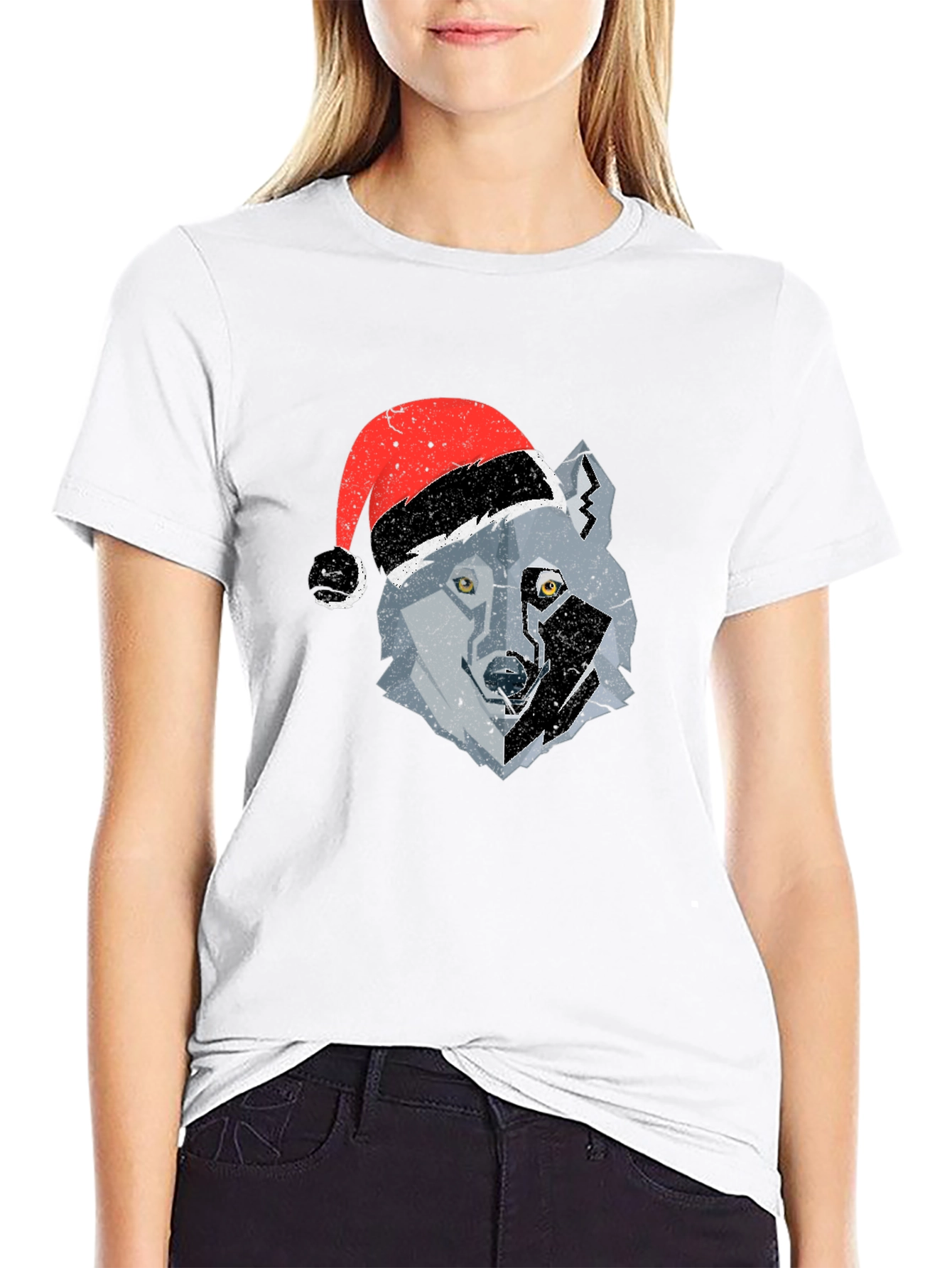 Wolf Santa Hat Graphic Tee