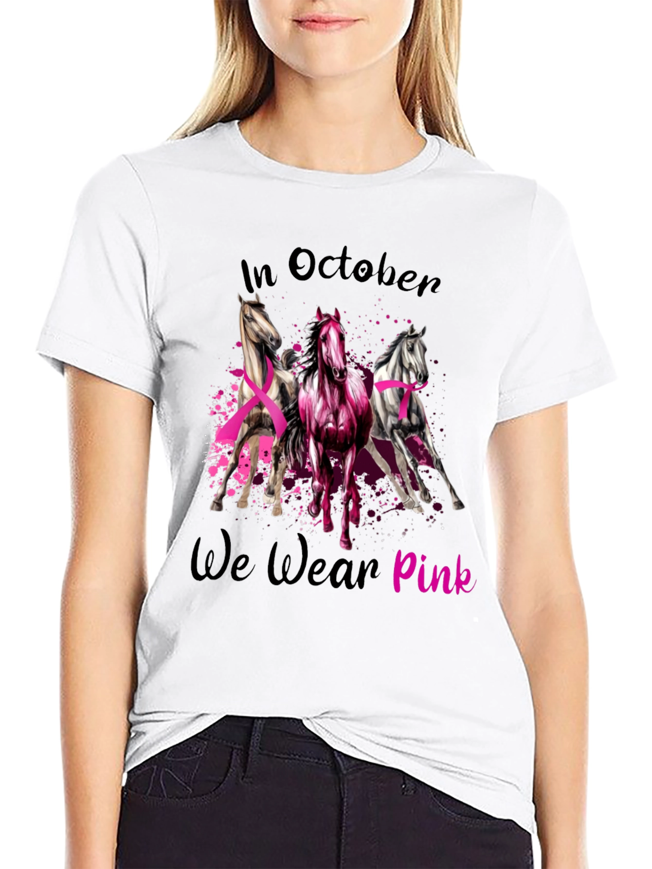 October Breast Cancer Awareness Horse T-Shirt