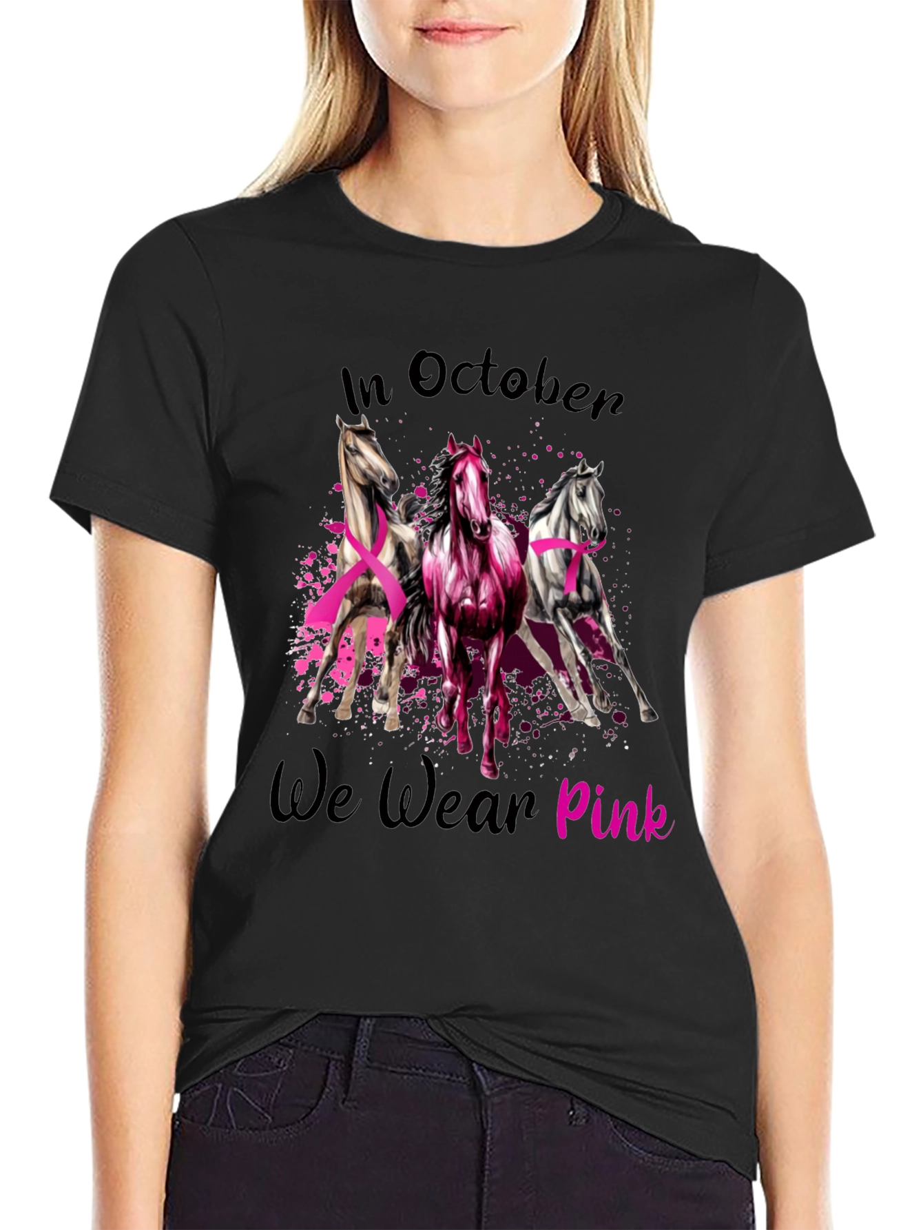 October Breast Cancer Awareness Horse T-Shirt
