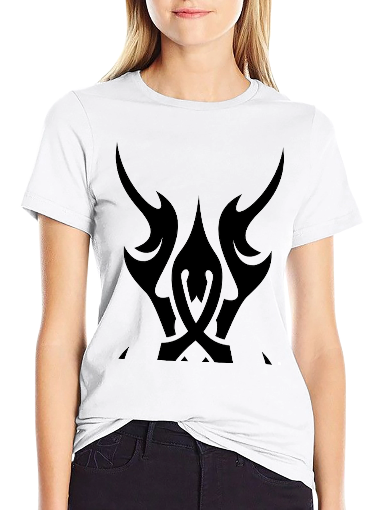 Black Graphic Tee - Tribal Tattoo Style Design