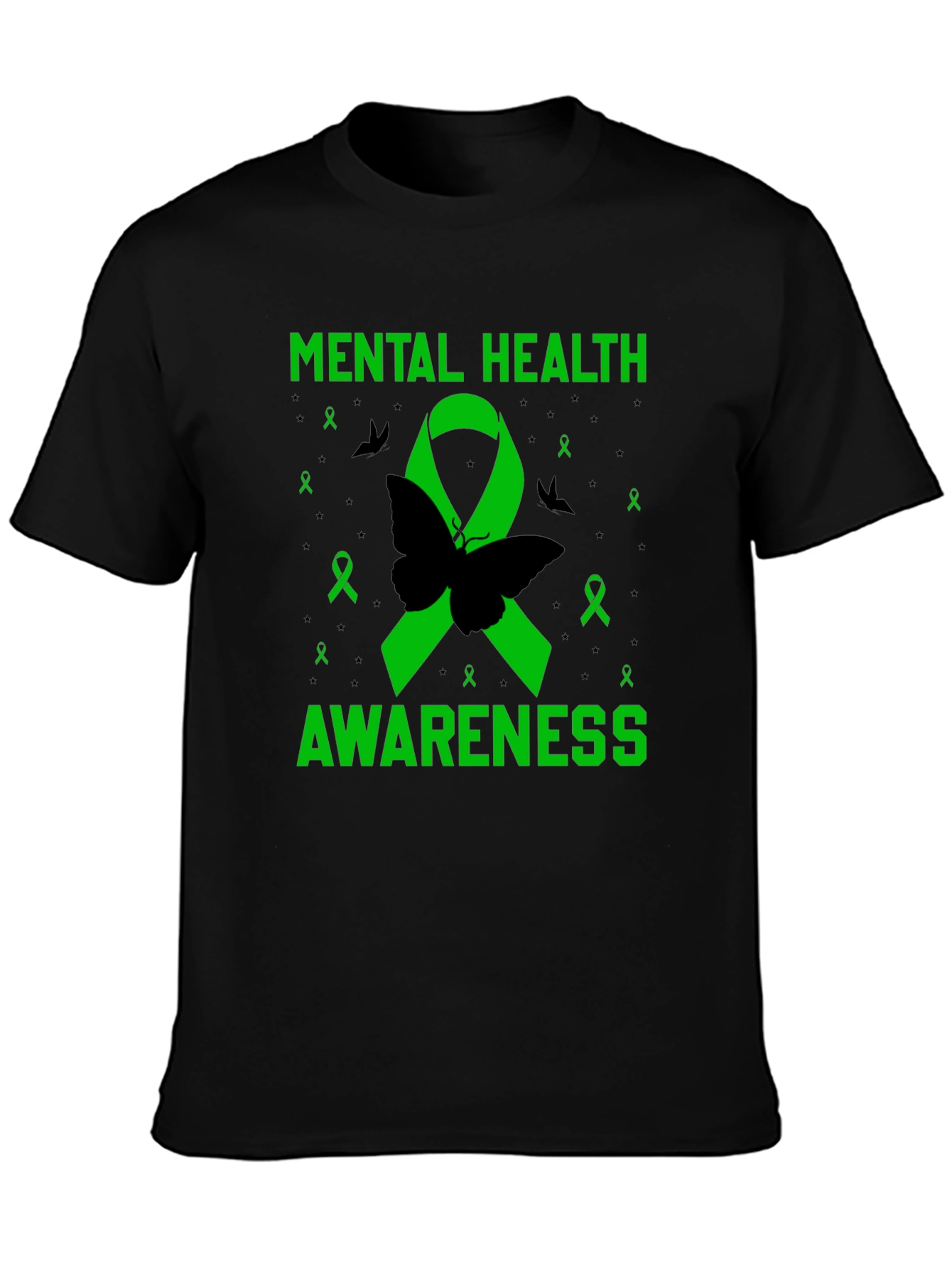 Mental Health Awareness Butterfly Ribbon T-Shirt