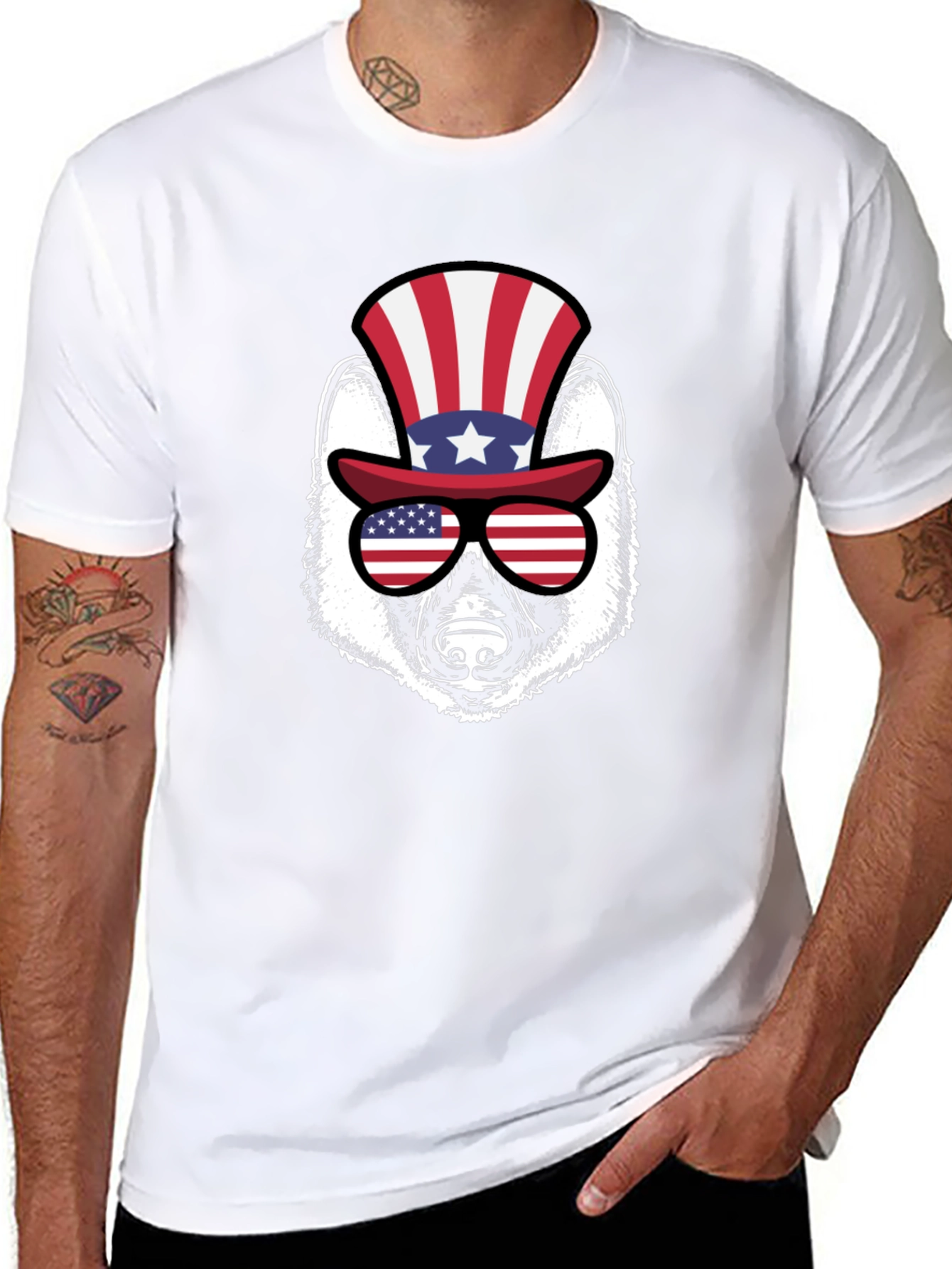 Patriotic Badger Graphic Tee - USA Pride Shirt