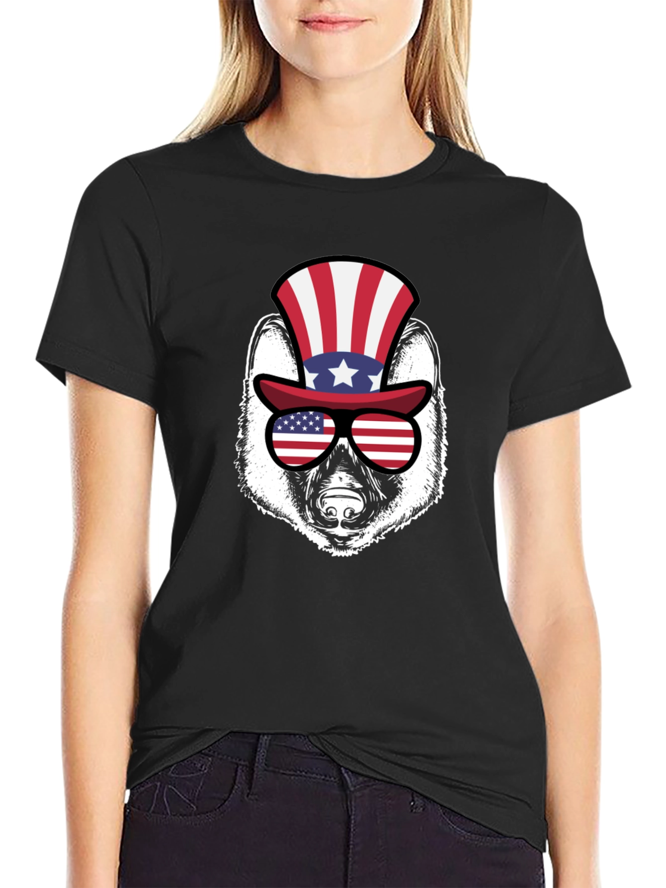 Patriotic Badger Graphic Tee - USA Pride Shirt