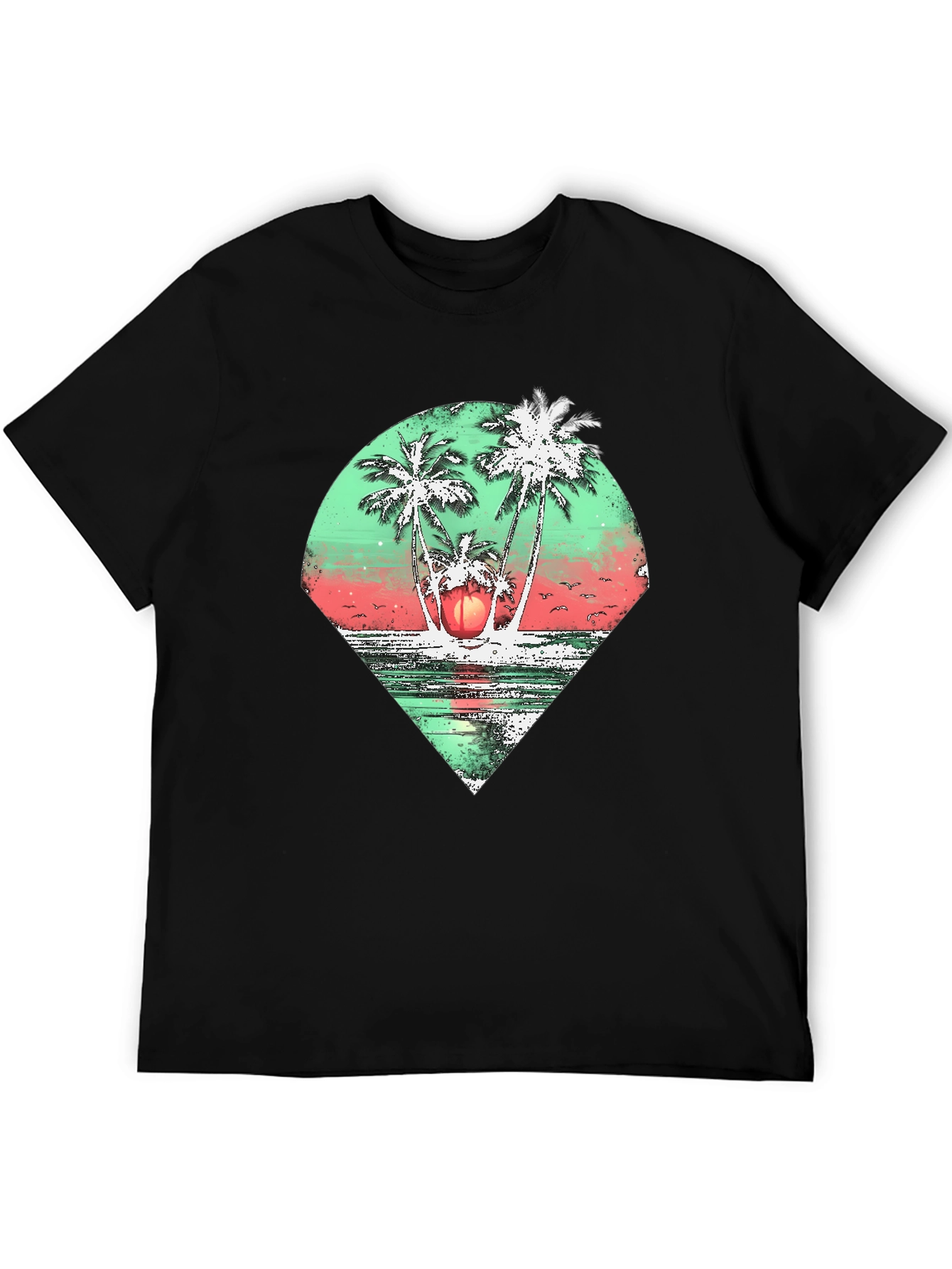Tropical Palm Tree Graphic Tee - Black