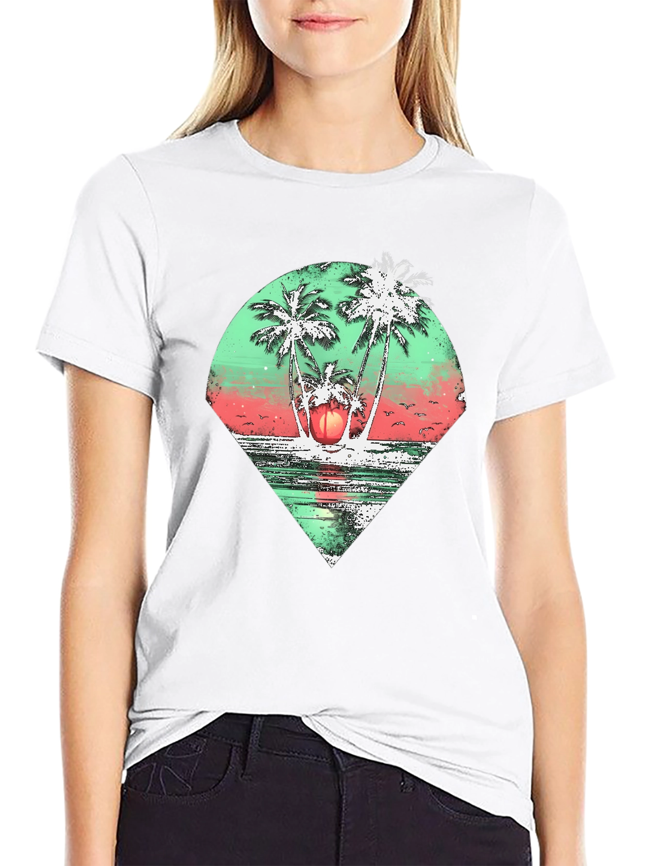 Tropical Palm Tree Graphic Tee - Black