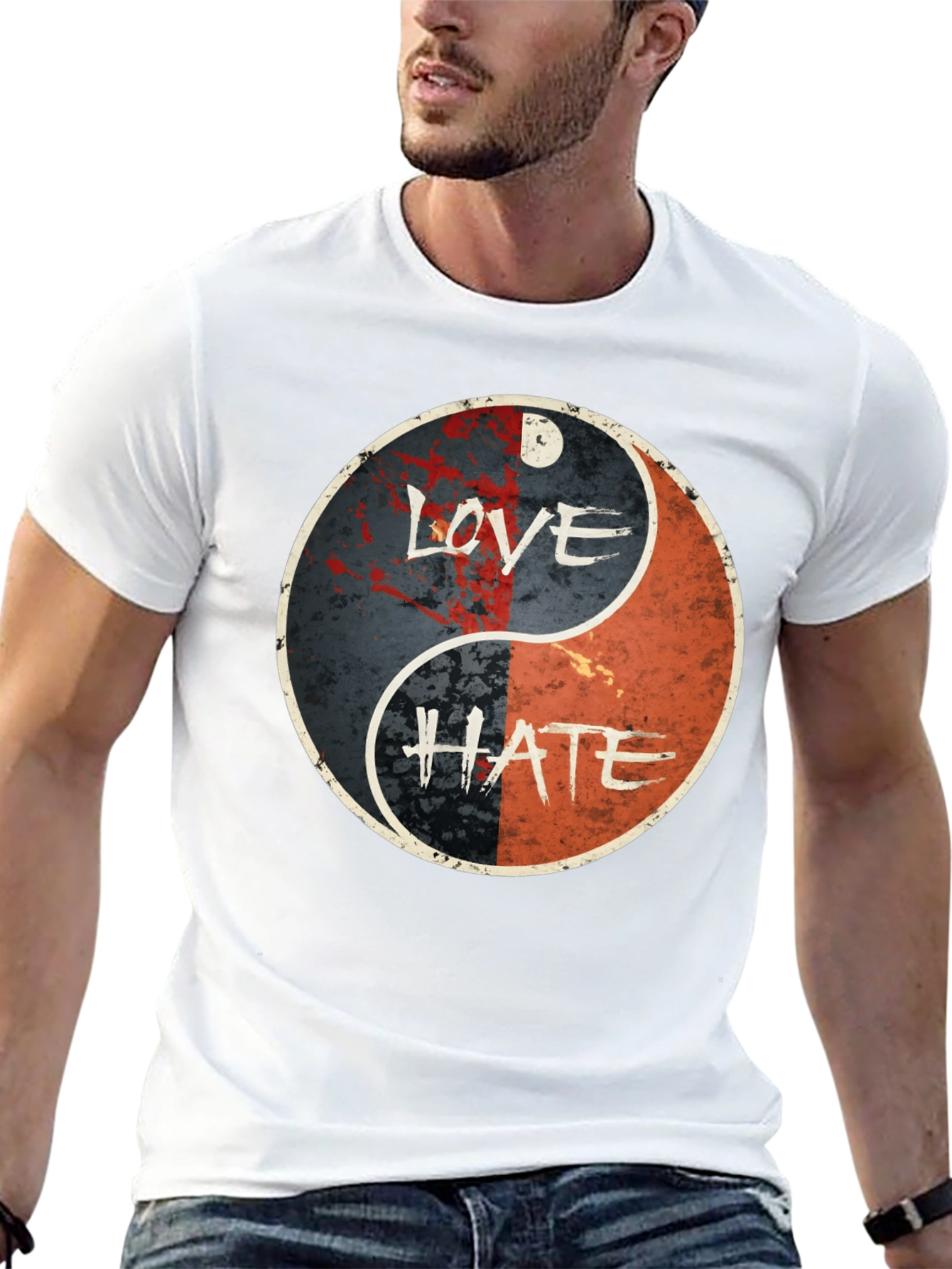 Love Hate Yin Yang Graphic T-Shirt