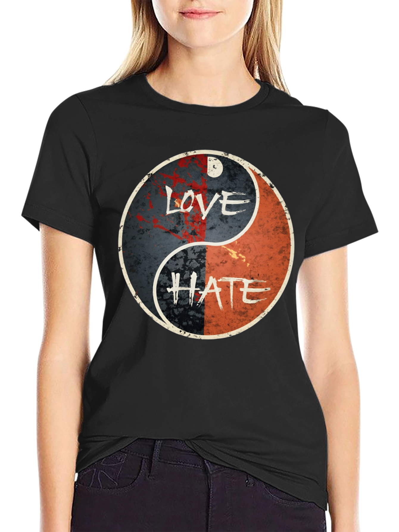 Love Hate Yin Yang Graphic T-Shirt