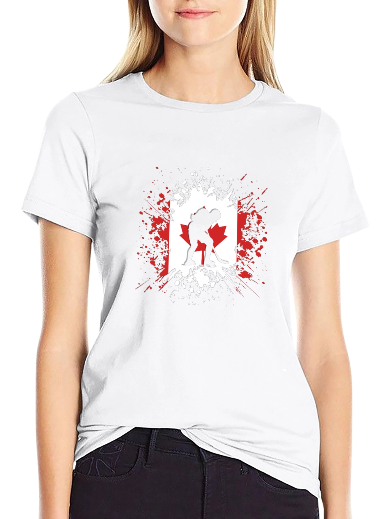 Canada Hockey Flag Graphic T-Shirt - Black