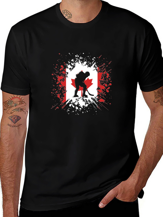 Canada Hockey Flag Graphic T-Shirt - Black