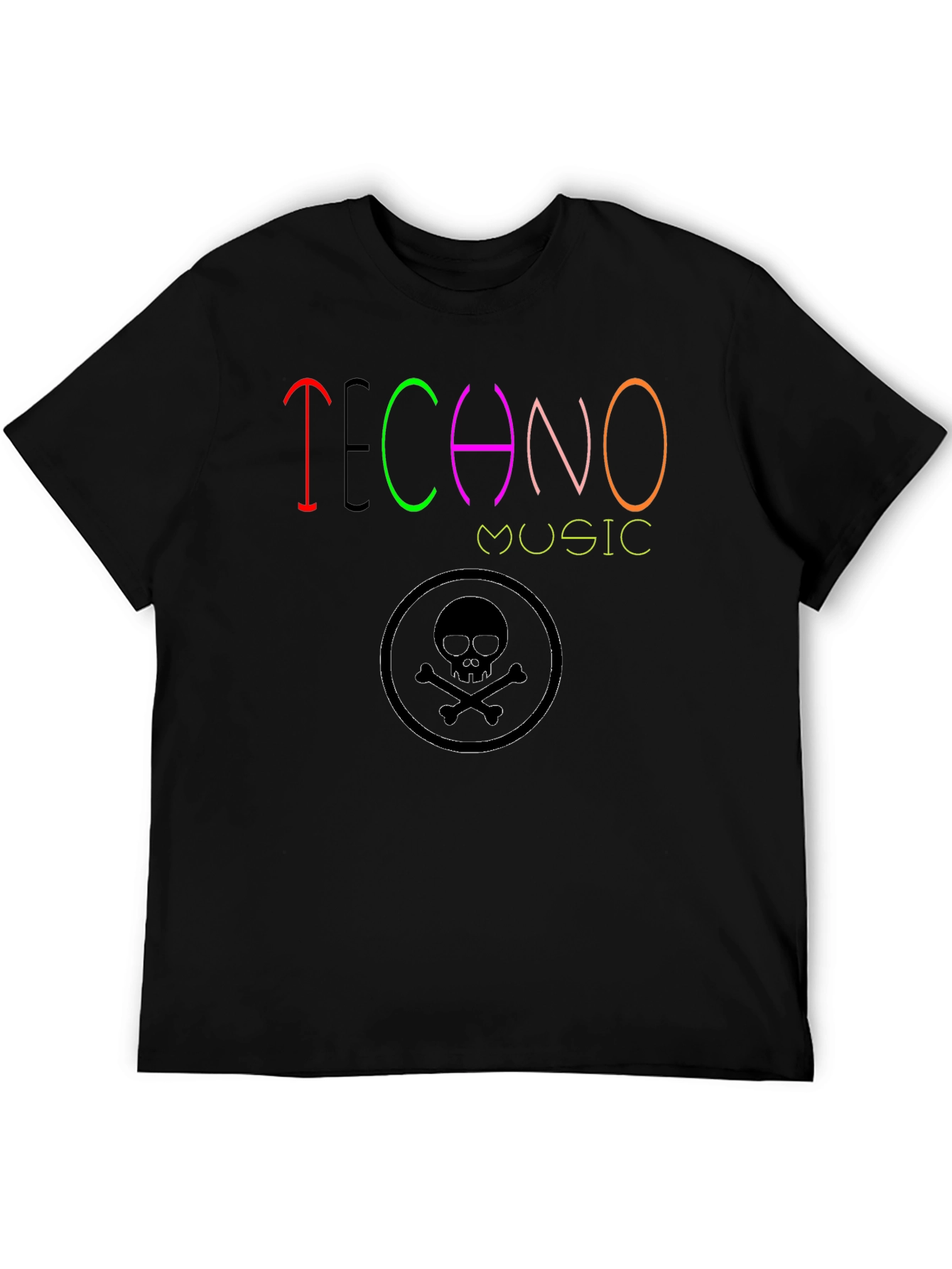 Techno Music Graphic T-Shirt - Skull Design