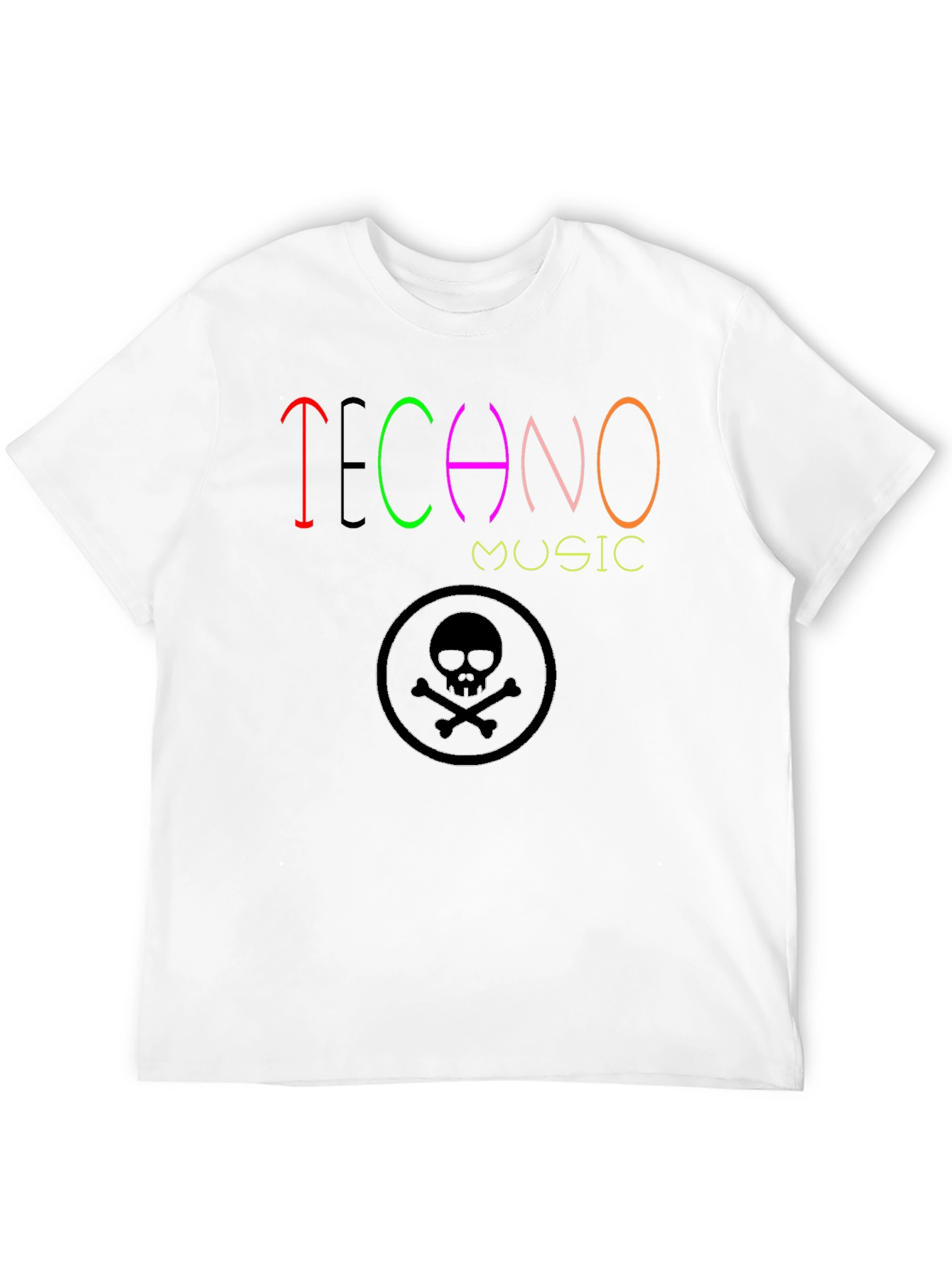 Techno Music Graphic T-Shirt - Skull Design
