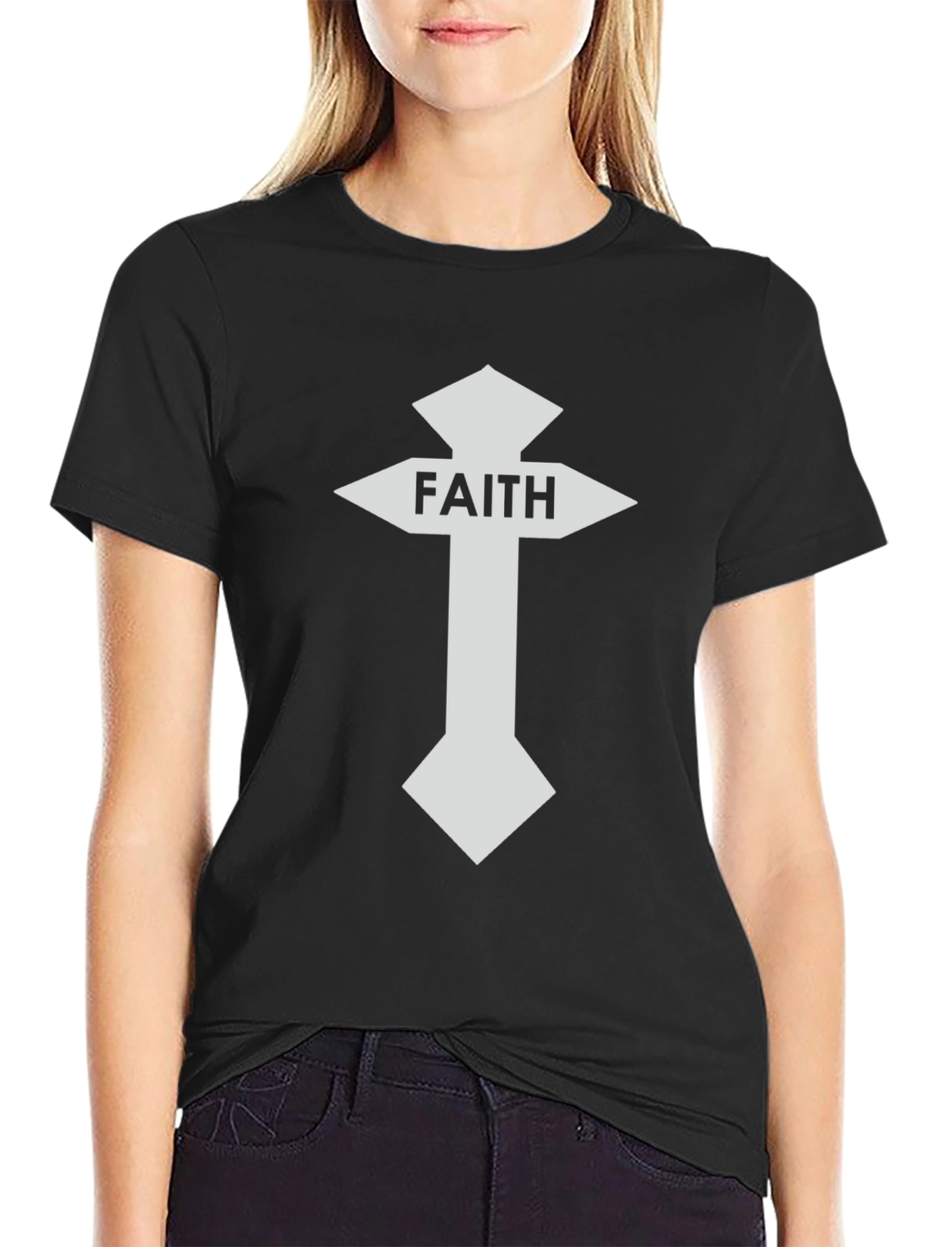 Faith Cross Graphic Tee - Black Christian T-Shirt