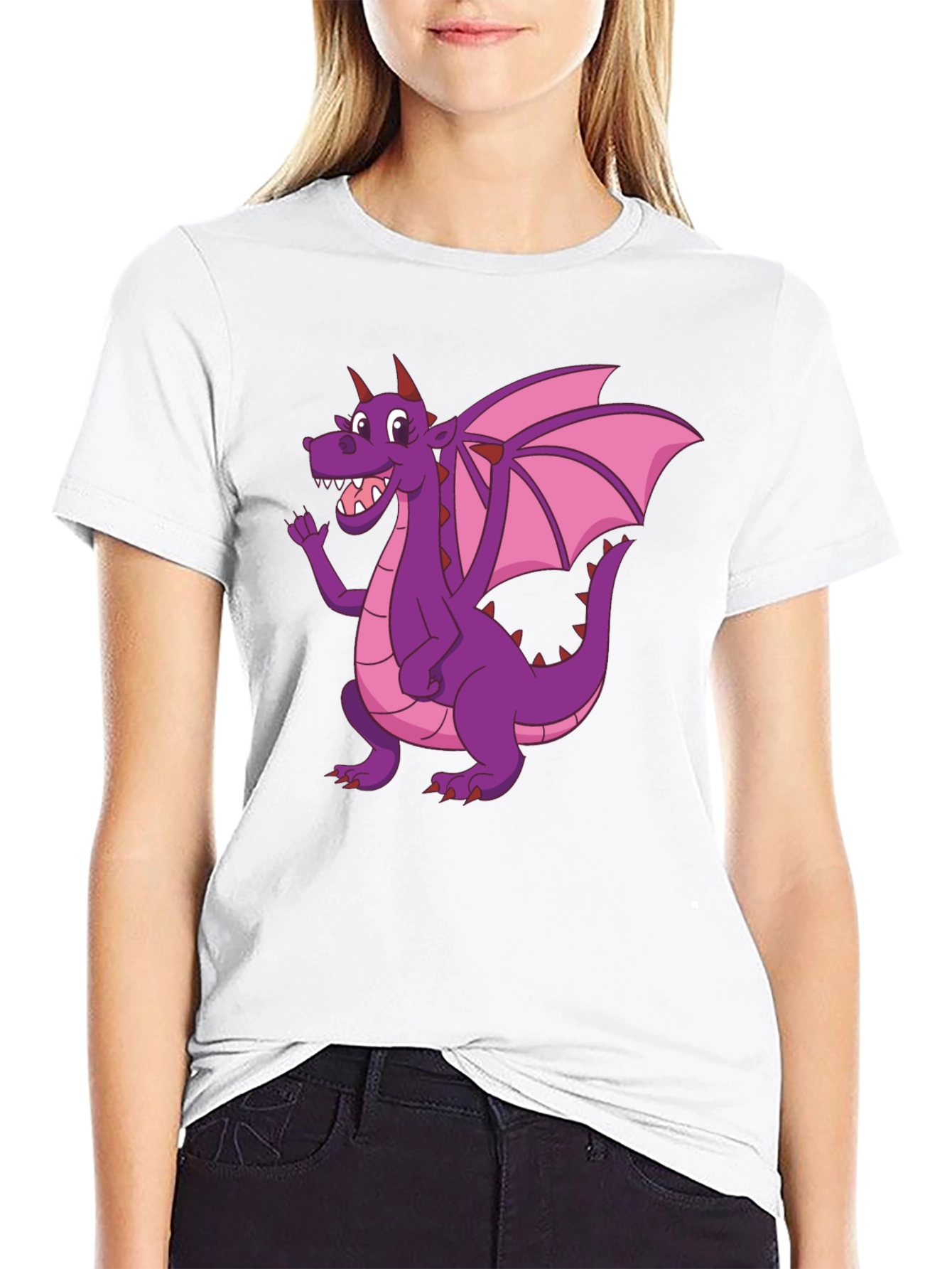 Dragon T-Shirt - Cartoon Purple Dragon Graphic Tee