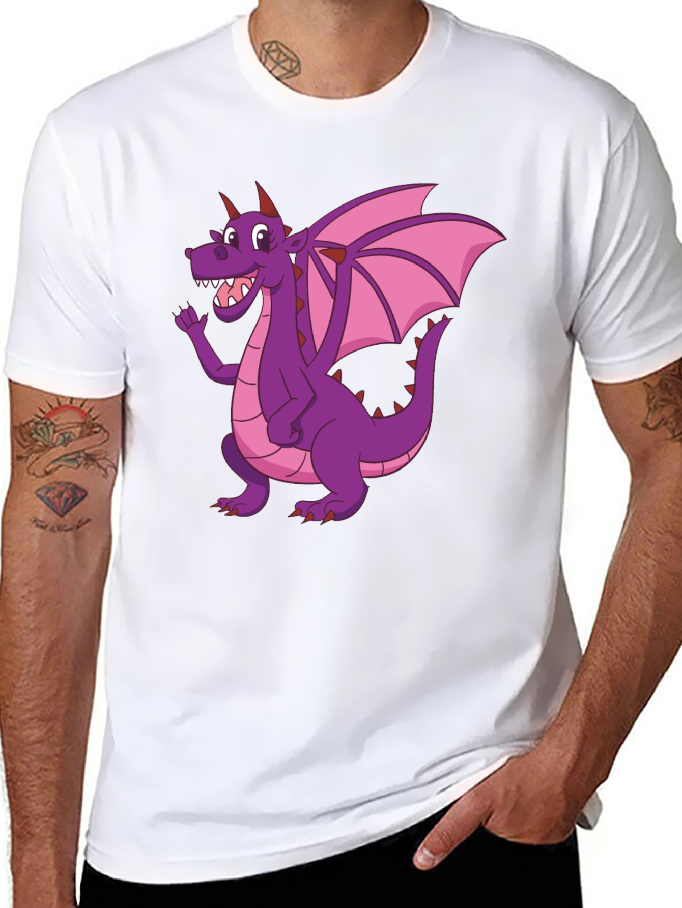 Dragon T-Shirt - Cartoon Purple Dragon Graphic Tee