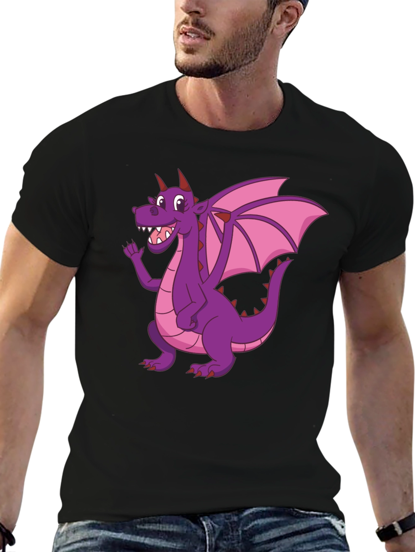 Dragon T-Shirt - Cartoon Purple Dragon Graphic Tee