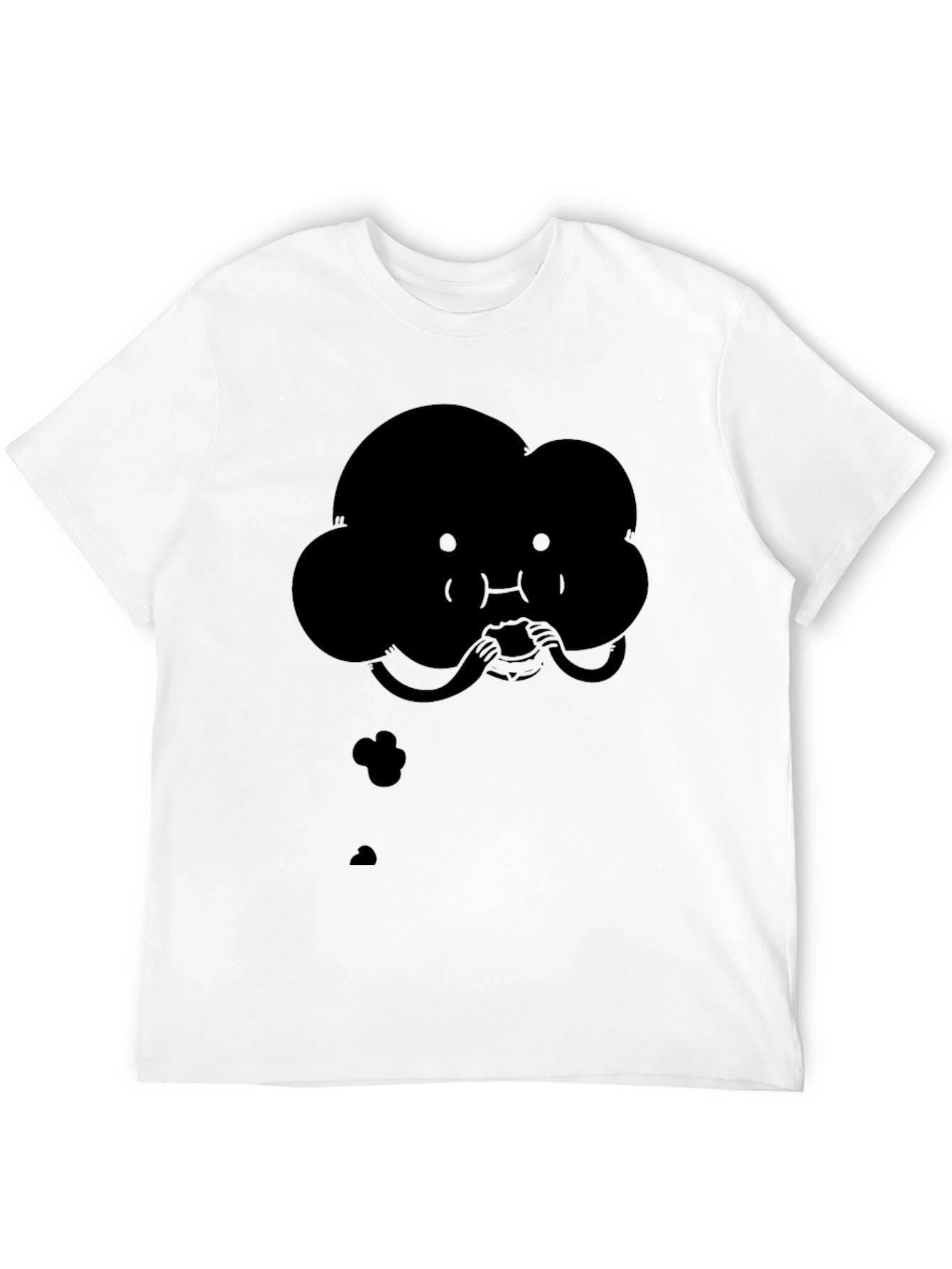 Quirky Cartoon Cloud Eating T-Shirt - Black