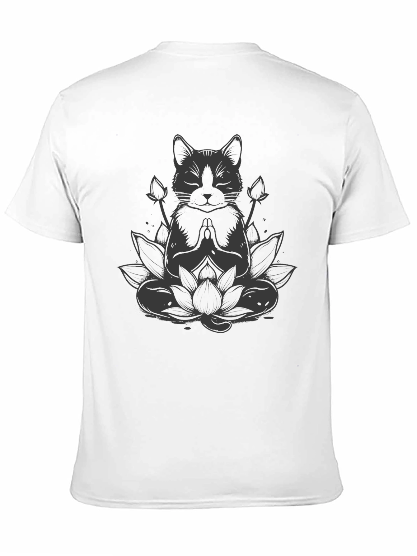Zen Cat Lotus T-Shirt - Meditating Feline Tee
