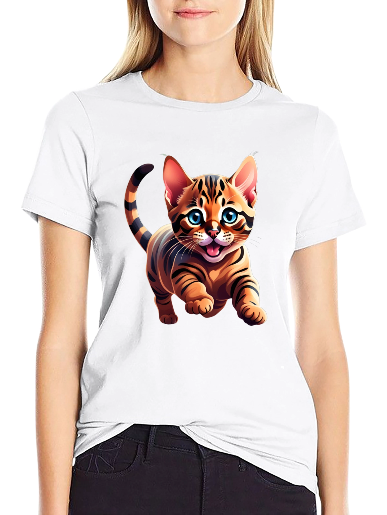 Cute Cartoon Kitten Graphic Tee