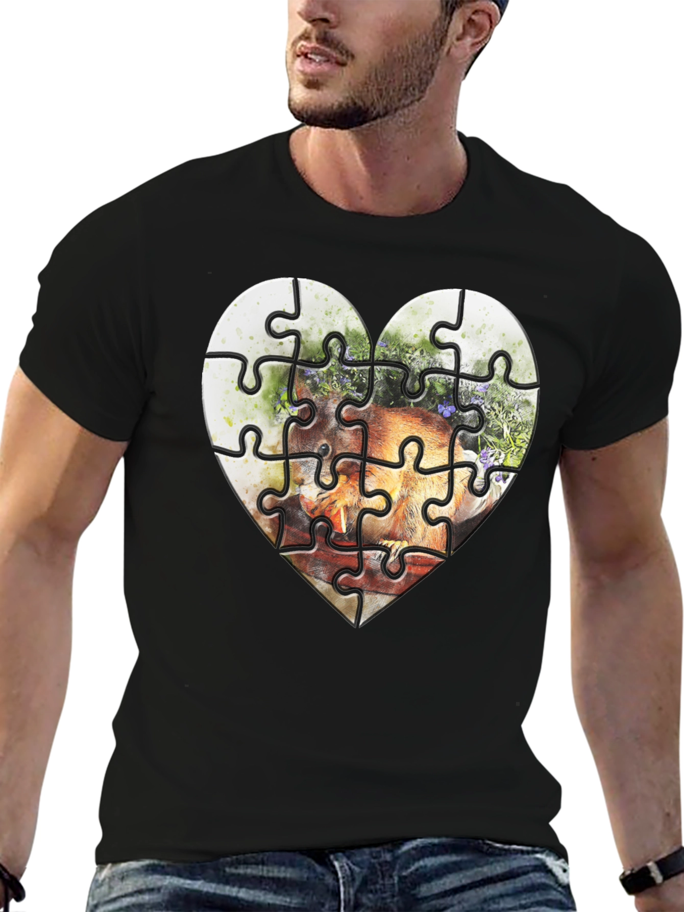 Heart Puzzle Graphic Tee - Unique Design
