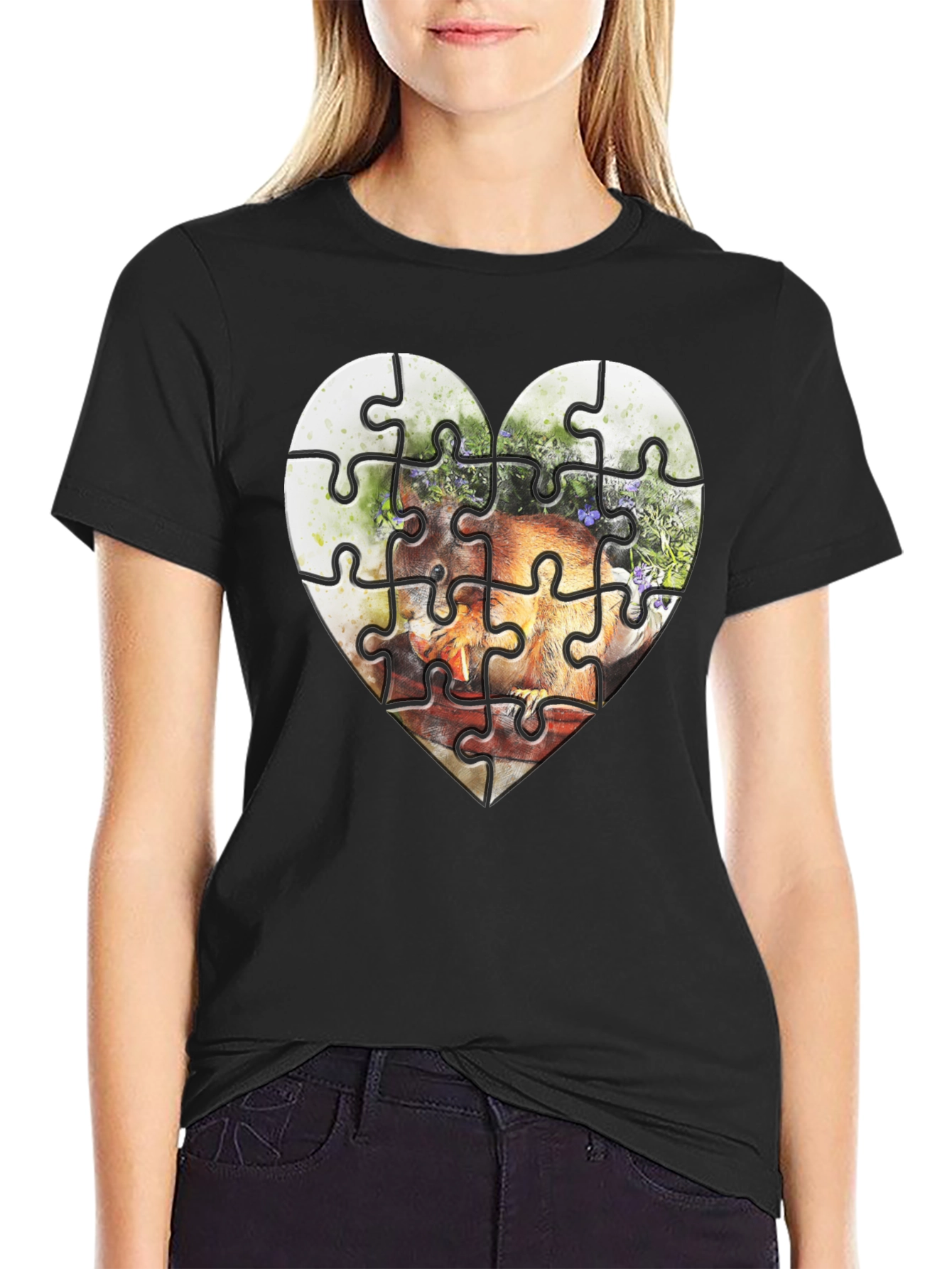 Heart Puzzle Graphic Tee - Unique Design