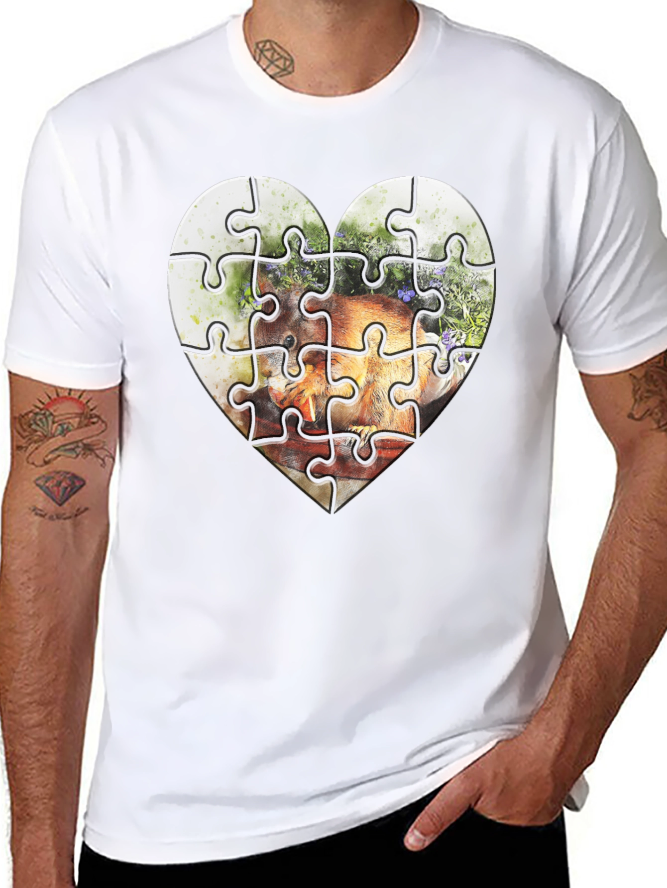 Heart Puzzle Graphic Tee - Unique Design