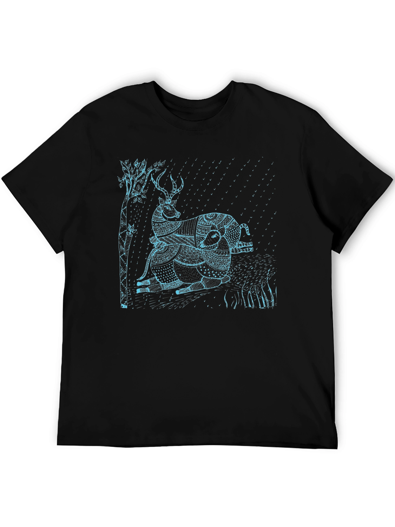 Stylized Animal Graphic Tee - Black