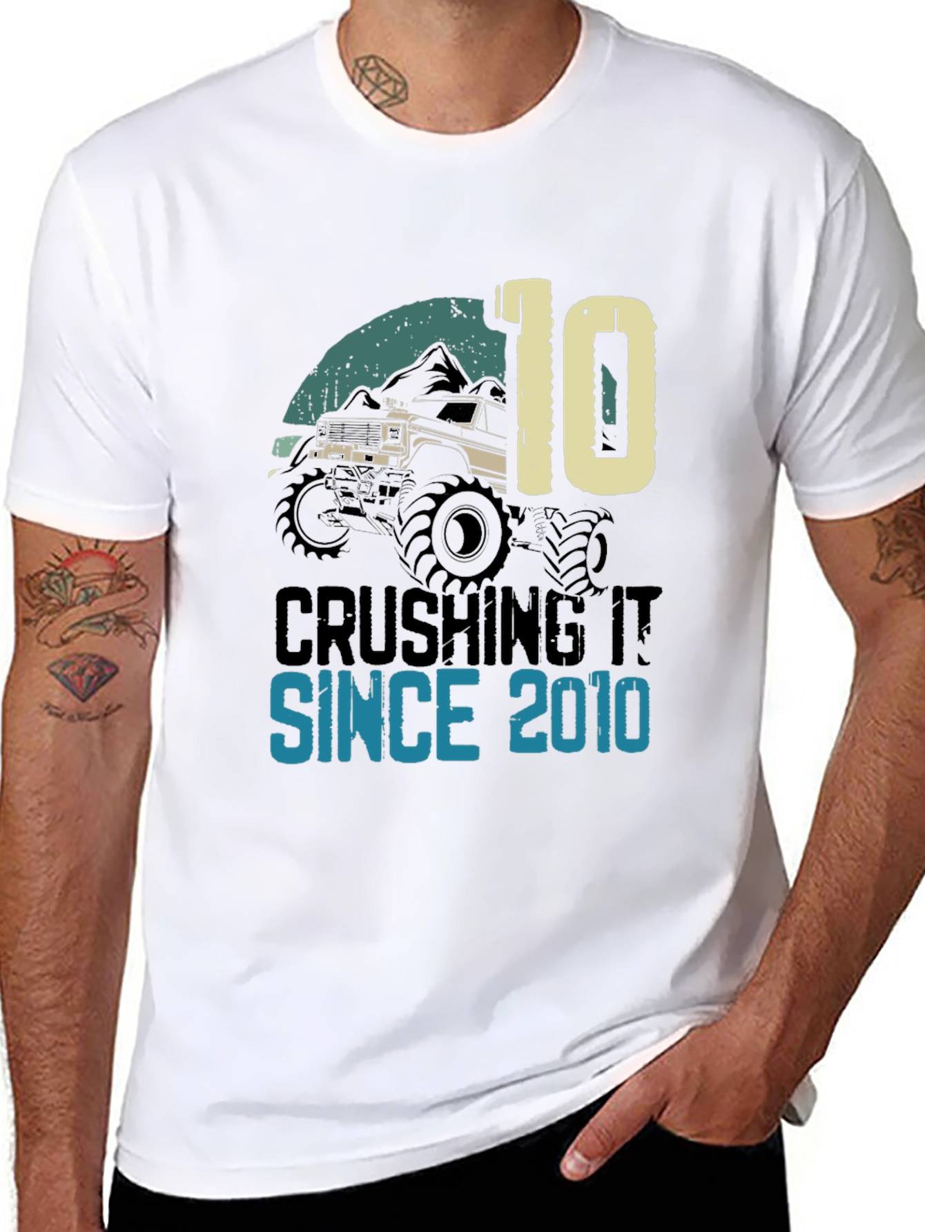 Crushing It Since 2010 Monster Truck Birthday Tee
