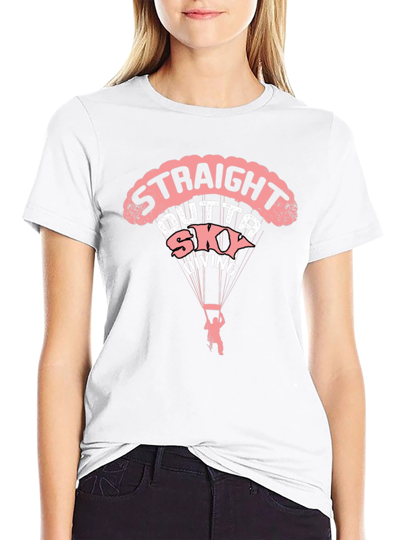 Straight Outta Skydiving Black Graphic Tee