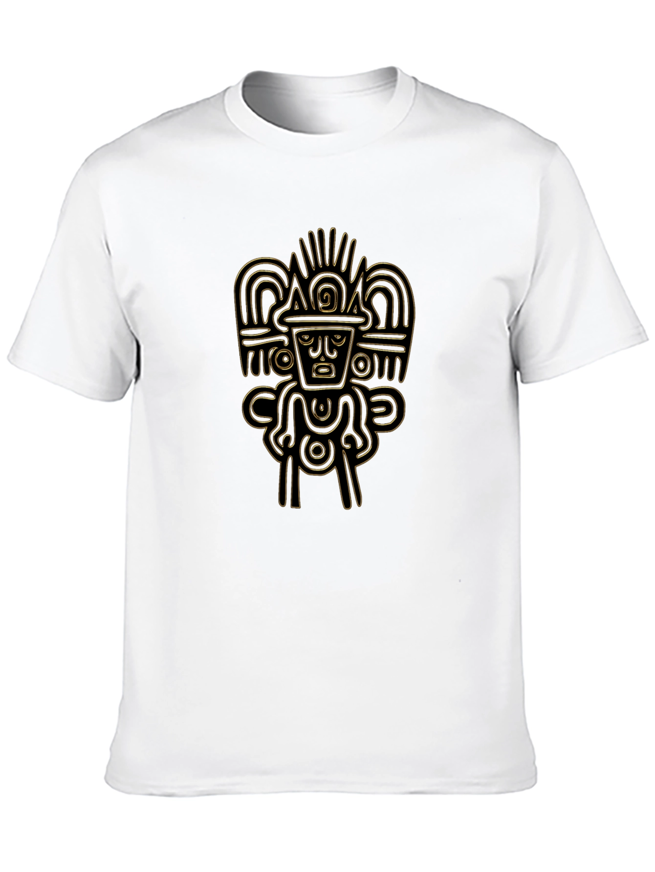 Aztec Gold Print Black T-Shirt