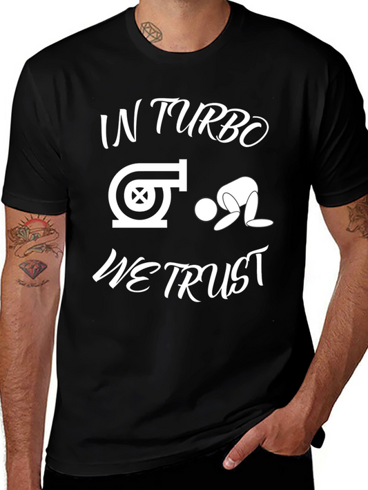 In Turbo We Trust Black Graphic T-Shirt