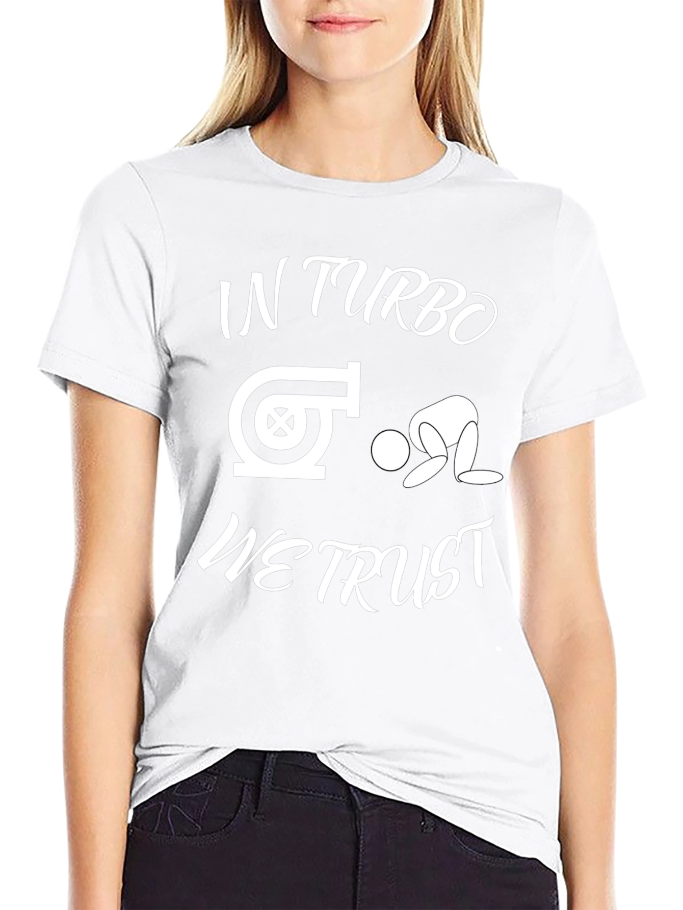 In Turbo We Trust Black Graphic T-Shirt