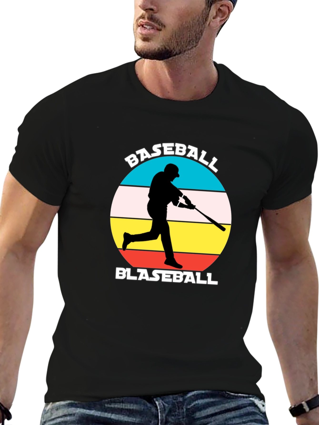 Baseball Player Graphic Tee - Retro Style