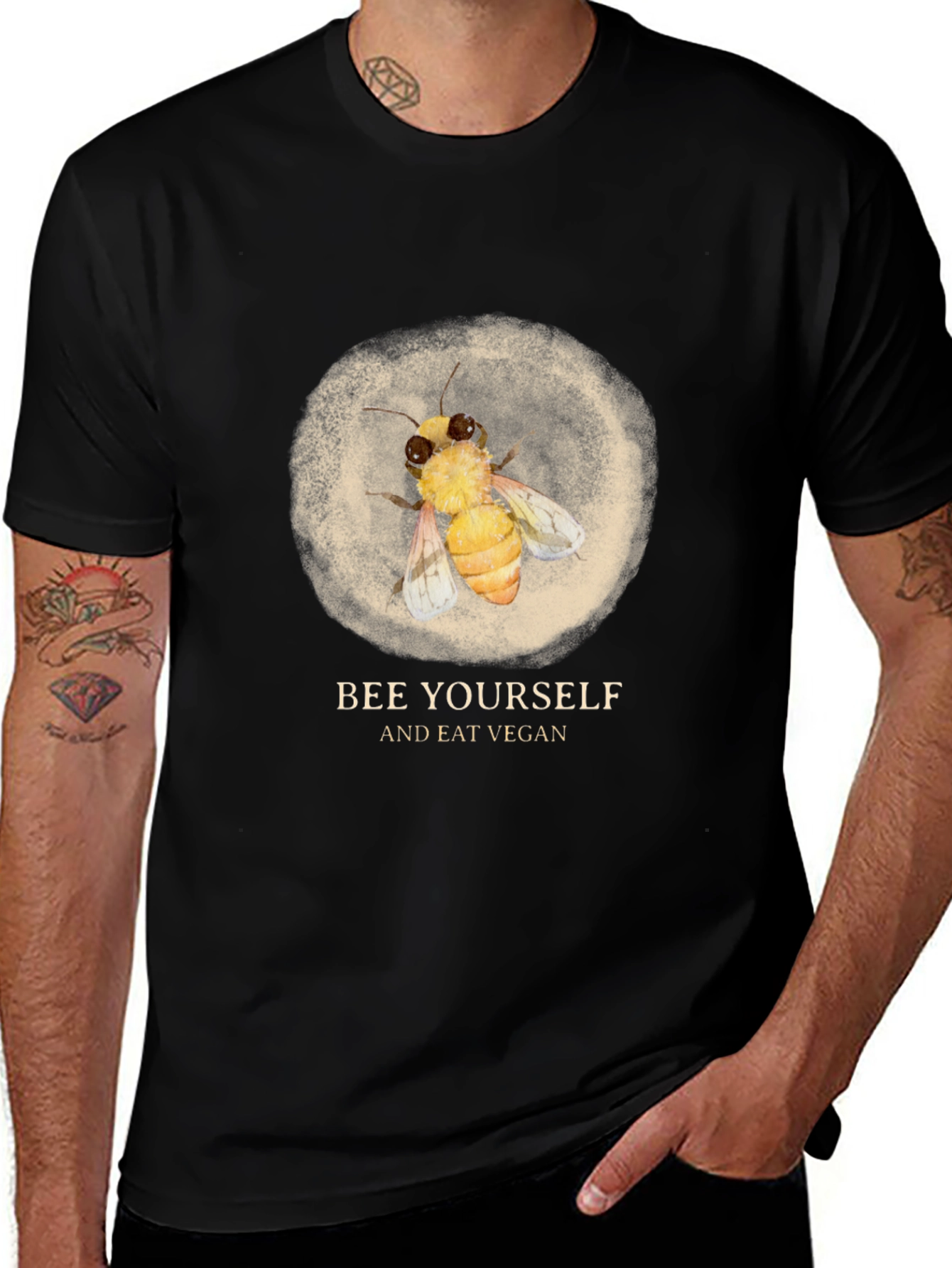 Bee Yourself Vegan T-Shirt - Black Graphic Tee